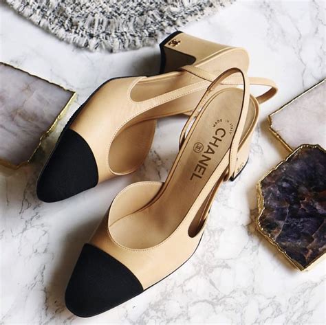 Chanel style slingback shoes